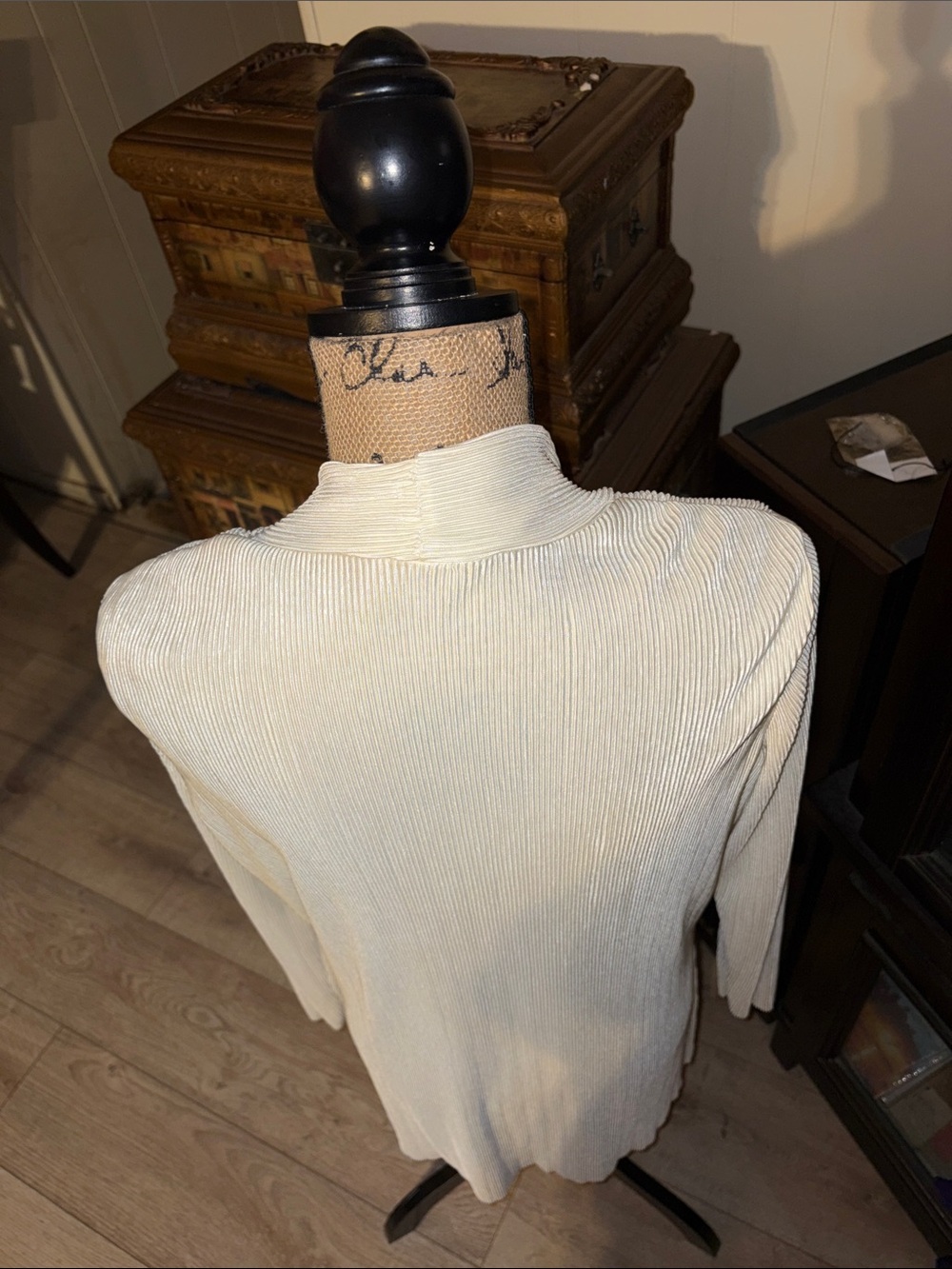 Cyrus Light Cream Open-Front Ribbed Cardigan - Picture 5 of 8